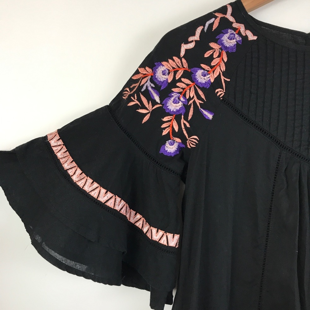 Free People Pavlo Embroidered Ruffle Mini Dress Size XS - Picture 9 of 14